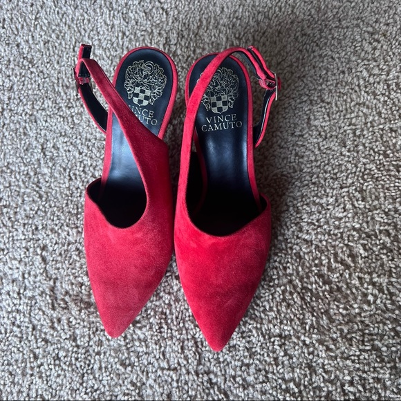 Vince Camuto Womens Suede Pointed Toe Sling Back Pumps Red Size 6 - Picture 10 of 12